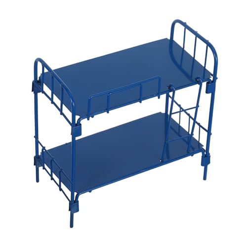 HONITANO Maßstab Platzsparendes Etagenbett Blaues Miniatur Schlafzimmer Möbelstück Kompatibel mit Puppenhaus Dekor Detailgetreues Puppenbett für Kreatives Rollenspiel von HONITANO