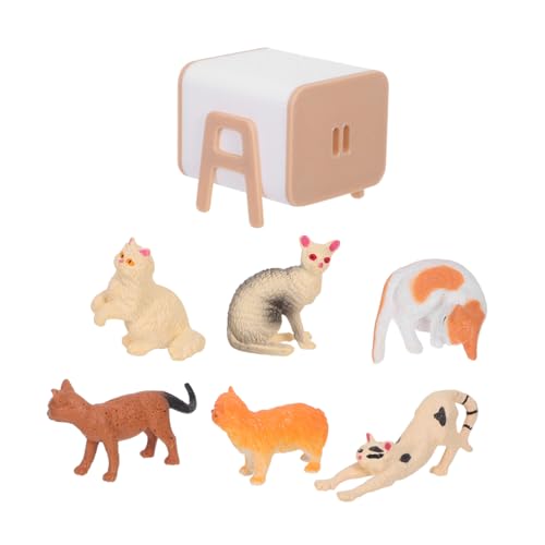 HONITANO Maßstab Realistische Katzendeko für Puppenhäuser Interaktive Haustierspielzeuge aus Robustem Kunststoff Vielseitig für Kuchen-dekor Partyaccessoires Kreatives Rollenspiel von HONITANO