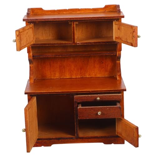 HONITANO Maßstab Retro Farmhaus Schrank mit Doppeltür Funktion Handgefertigtes Micro Landscape Möbelmodell Vielseitig für DIY Puppenhaus Dekoration von HONITANO
