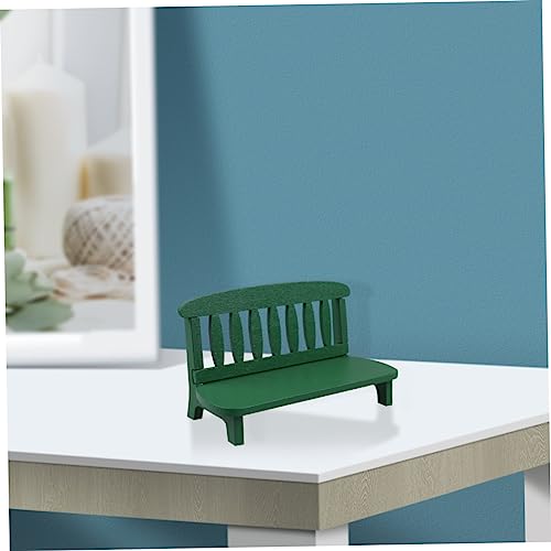 HONITANO Mini Holzsofa Modell Vintage Stil Deko Grün Kreatives Puppenhaus Zubehör Detailreiches Miniatur Holzsettee für und Fotohintergrundgestaltung von HONITANO