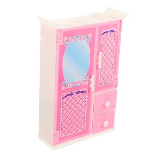 HONITANO Mini Kleiderschrank Miniatur winzig Puppenschränke Kleidung kinderzimmermöbel deko Dekoration Dollhouse Mini Möbel Mini-Bücherregalmöbel Plastik Rosa von HONITANO
