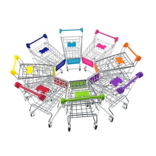 HONITANO Mini Shopping Cart aus Metall mit Electroplating Kindgerechtes Trolley Räder Vielseitig als Schreibtisch Organizer für Stifte und Zubehör für Bürogebrauch Zufällige Farbe von HONITANO