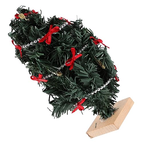 HONITANO Mini Weihnachtsbaum mit Holzsockel Künstlicher Tannenbaum Deko für Puppenhaus Stabile Tischdekoration Leicht Pflegeleicht für Weihnachts Szenen und Miniatur Landschaften von HONITANO