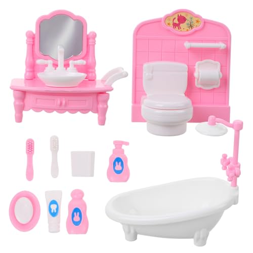 HONITANO Miniatur Badezimmer Möbel Set Puppenhaus Deko Zubehör für Langlebig Realistische Gestaltung Geeignet für Kreatives Spiel und Sichere Nutzung von HONITANO