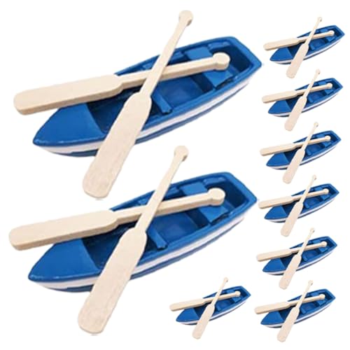 HONITANO Miniatur Boot aus Resin Teilig mit Paddeln Kreative Micro Landschafts Deko für Puppenhäuser und Strand Szenen DIY Mini Beach Ornamente für Garten und Schreibtisch von HONITANO
