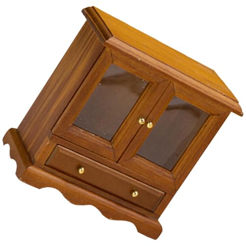 HONITANO Miniatur Bücherregal Puppenhaus Möbel Doppeltes Tür Design Holz Schrank Zubehör für Miniatur Haus Dekoration und Puppenstube von HONITANO