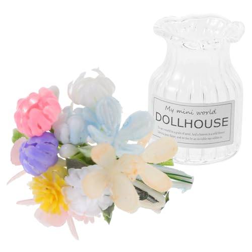 HONITANO Miniatur Glasblumen im Topf Puppenhaus Zubehör Miniatur Blumentopf Dekoration Sicher und Realistisch für Wohnzimmertisch Puppenmöbel Szenen von HONITANO