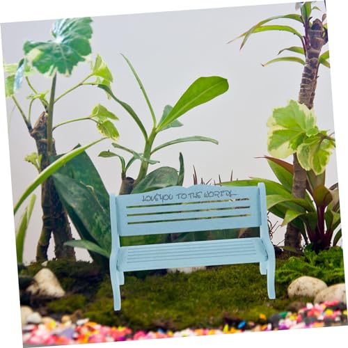 HONITANO Miniatur Holzbank Puppenhaus Zubehör Blaue Mini Bank Modell für Puppenmöbel Dekorative Miniatur Sitzbank für Wohn und Schlafzimmer als für Sammler von HONITANO