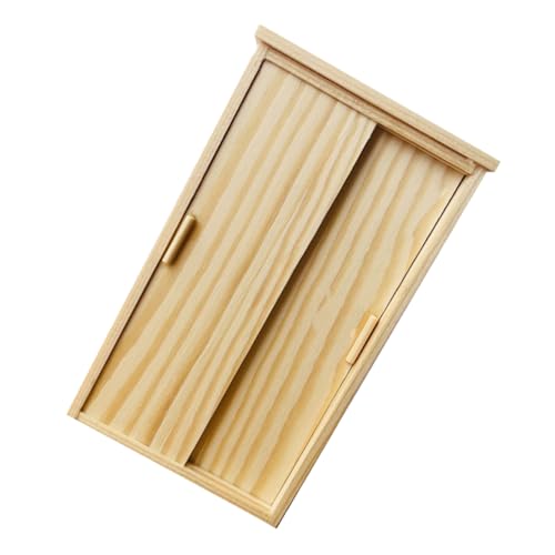 HONITANO Miniatur Holzkleiderschrank Light Miniatur Puppenhaus Möbel Vintage Holzschrank Mini Schrank für Robust und Kreativ für Puppenhaus und Feengarten Dekoration von HONITANO