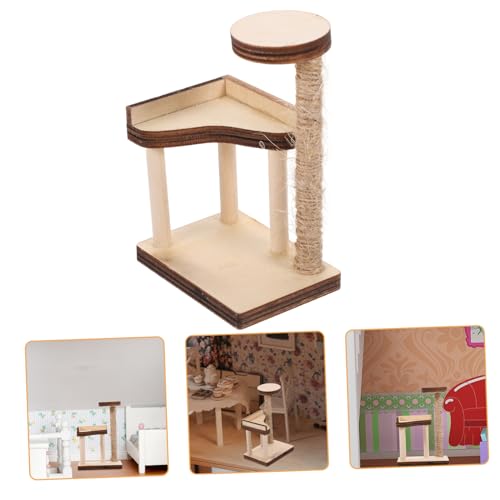 HONITANO Miniatur Katzenkratzbaum aus Holz Puppenhaus Zubehör Realistisches Dekorationsmodell für Mini Häuser für Kreative Spielsz Szenen und Fotografie von HONITANO