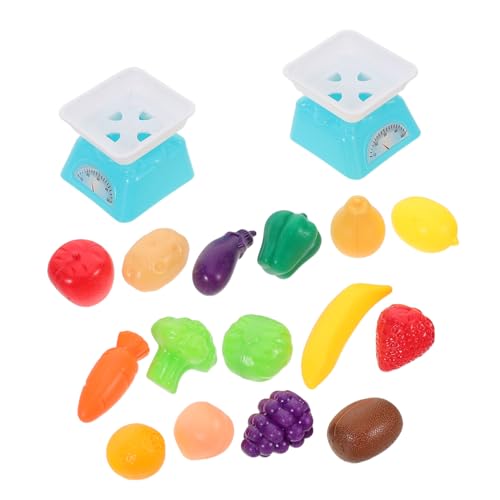 HONITANO Miniatur Küchen Spielset mit Wiegeskala Künstliche Gemüse Obst Edukatives Rollenspiel für Kleinkinder Vorschulkinder und Familienspaß Detailreich Kompakt Fördert Kreativität und von HONITANO