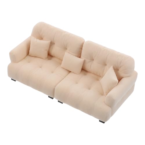 HONITANO Miniatur Plüsch Couch mit Kissen Weiche Mini Möbel für Puppenhaus Wohnzimmer Dekor von HONITANO