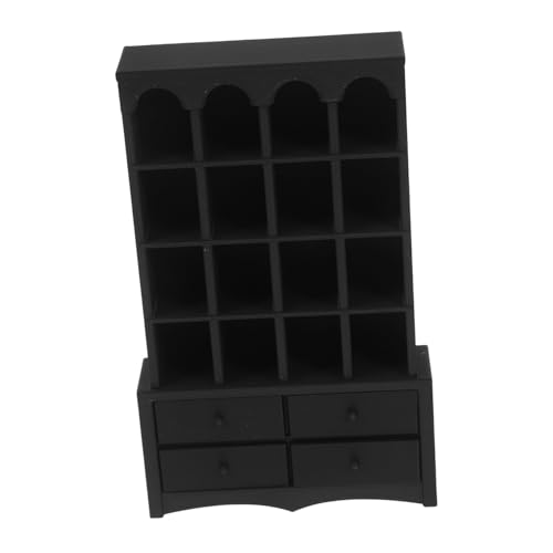 HONITANO Miniatur Puppenhaus Bücherregal Vintage Stil Mini Holz Regal Miniaturmöbel Kleine Aufbewahrung Schrank Schwarz Für Kreatives Und Dekoration von HONITANO