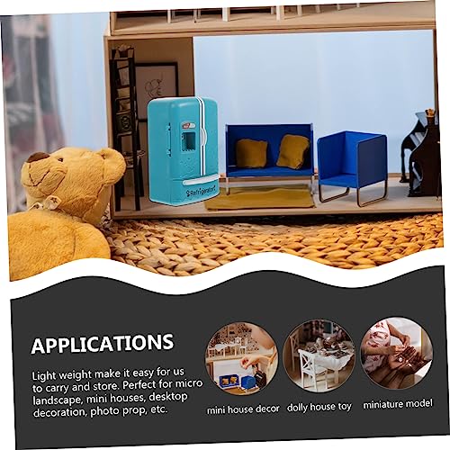 HONITANO Miniatur Puppenhaus Kühlschrank Mini Möbel Modell Kühlschrank Dekoration Blau für DIY Mini Haus Zubehör Micro Landschaft Desktop Deko von HONITANO