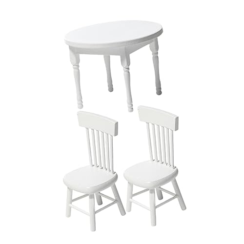 HONITANO Miniatur Puppenhaus Möbel Set Teilig Weißer Runder Tisch und Stühle Holzmodell DIY Zubehör für Puppenhaus Dekoration HONITANO Miniatur Puppenhaus Möbel Set Teilig Weißer Runder Tisch und Stühle Holzmodell DIY Zubehör für Puppenhaus Dekoration von HONITANO