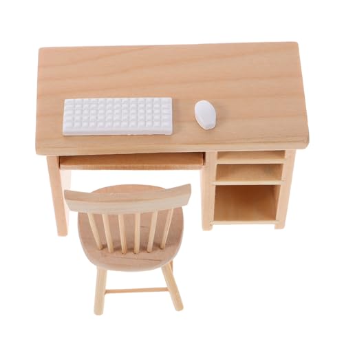HONITANO Miniatur Puppenhausmöbel Büro Tisch Stuhl mit Tastatur Maus Kompakt Tragbar Moderne Mini Möbel für Puppenhaus Dekoration und Kreatives Rollenspiel HONITANO Miniatur Puppenhausmöbel Büro Tisch Stuhl mit Tastatur Maus Kompakt Tragbar Moderne Mini Möbel für Puppenhaus Dekoration und Kreatives Rollenspiel von HONITANO