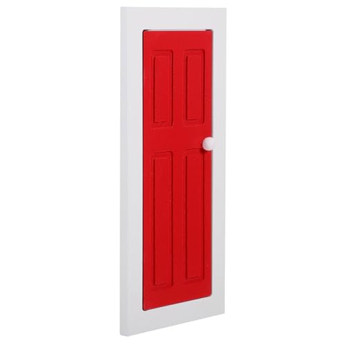 HONITANO Miniatur Puppenhaustür Rot aus Holz Offene Tür Langlebiges Modell Dekoratives Möbelzubehör für Puppenhäuser Geeignet für Wohnzimmer und Schlafzimmerdekoration von HONITANO