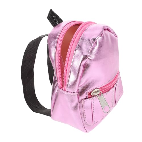 HONITANO Miniatur Puppenrucksack Puppenhaus Zubehör Kreativer Mini Schulranzen Dekoratives in Rosa Funktionaler Mini Rucksack für Puppen Stilvolles Hausdekor von HONITANO