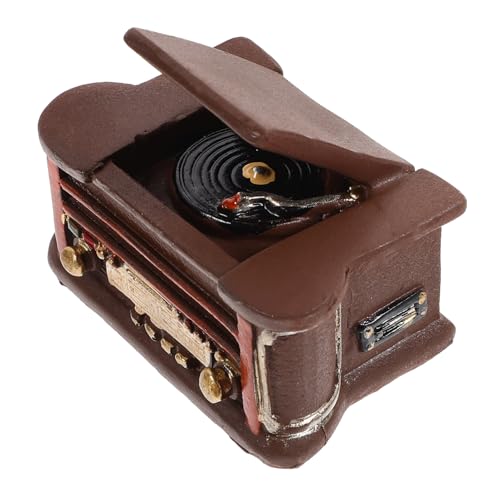 HONITANO Miniatur Retro Plattenspieler Deko Ornament Mini Haus Schmuck Kleines Vintage Modell für Puppenhaus Vielseitig Einsetzbar als Fotorequisite und Miniatur Wohnraum Dekoration von HONITANO