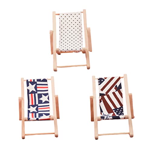 HONITANO Miniatur Strandstuhl aus Holz Puppenhaus Möbel Dekoratives Kleines Holzornament Stabiles Leichtes Modell für DIY Malen und Desktop Deko von HONITANO