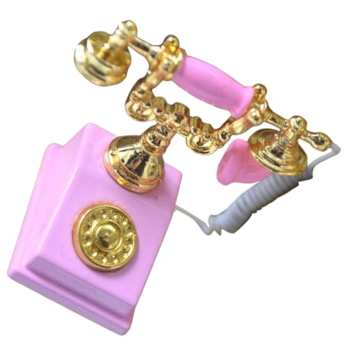 HONITANO Miniatur Vintage Telefon Modell Puppenhaus Dekoration Maßstab Nachbildung Rosa Nostalgisches Dekoaccessoire für DIY Puppenhaus und Tischdeko HONITANO Miniatur Vintage Telefon Modell Puppenhaus Dekoration Maßstab Nachbildung Rosa Nostalgisches Dekoaccessoire für DIY Puppenhaus und Tischdeko von HONITANO