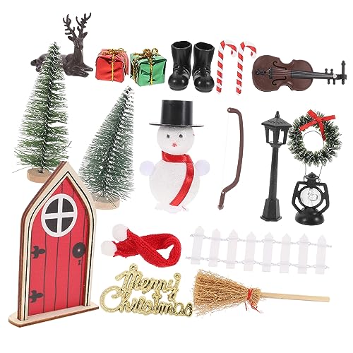 HONITANO Miniatur Weihnachtsdeko Mini Haus Modell Weihnachtsfigur Miniatur Szene Dekoration für Puppenhaus Fotorequisite Weihnachtsbaum Ornament von HONITANO