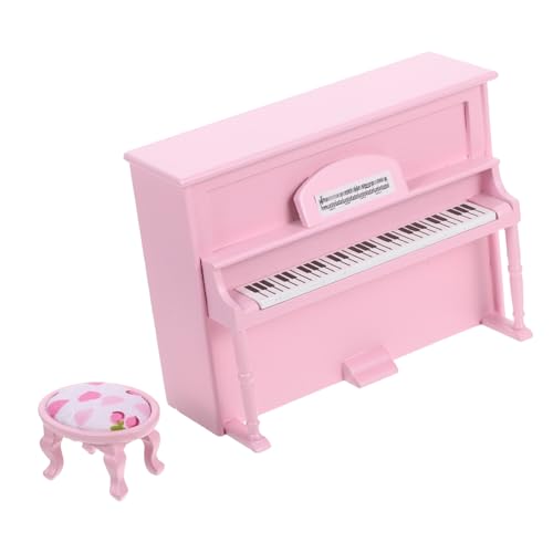 HONITANO Miniatur-puppenhaus Upright Piano mit Hocker Realistisch Gestaltetes Musikspielzeug Maßstab Möbel für Puppenhausdekoration Langlebiges Miniatur Klavier für Kinderzimmer Wohnzimmer von HONITANO