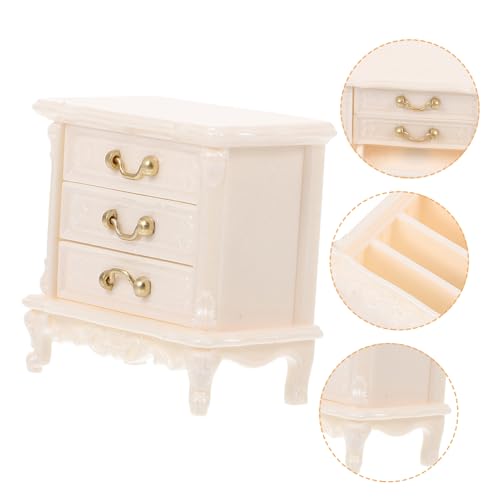 HONITANO Miniaturhausmöbel Puppenhaus Schlafzimmer Schrank Puppenhausdekor Mini-puppenhausschrank Kleines Kommodenmodell Mini-hausschrank Bücherregal Vitrine Plastik Weiß von HONITANO