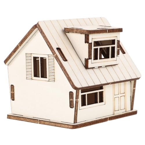 HONITANO Miniaturholzhausmodell Mini- Hausmontagemodell Miniaturhaus Aus Holz Miniaturhäuser Zum Basteln Holz Zum Basteln Miniaturhausmodell Selber Bauen Handwerkshäuser Hölzern Beige von HONITANO