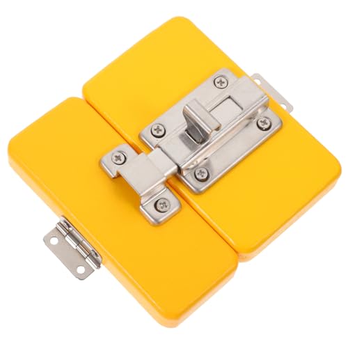 HONITANO Montessori Busy Board DIY Tür Riegel Zubehör Holzspielzeug für Kleinkinder Gelb Feinmotorik Lernspielzeug Sensorisches Aktivitätsspielzeug von HONITANO