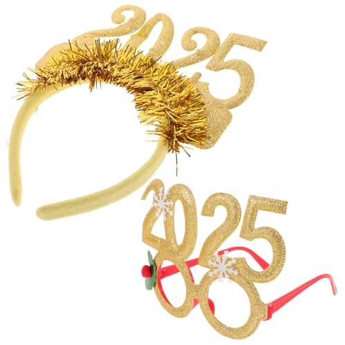 HONITANO Neujahrs Stirnband Teiliges Goldenes Party Headwear mit Zahlen Haarschmuck und Brillen Requisit für Silvester Erwachsene Lustiges Silvester Accessoire von HONITANO