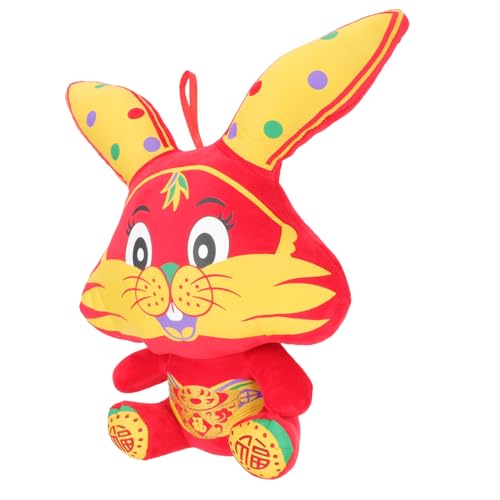 HONITANO Neujahrspuppe für kinderspielzeug hasenpuppe Hasen plüschtiere hühner Toys entzückendes Häschendekor chinesische neujahrskaninchenpuppe Stoff rot von HONITANO