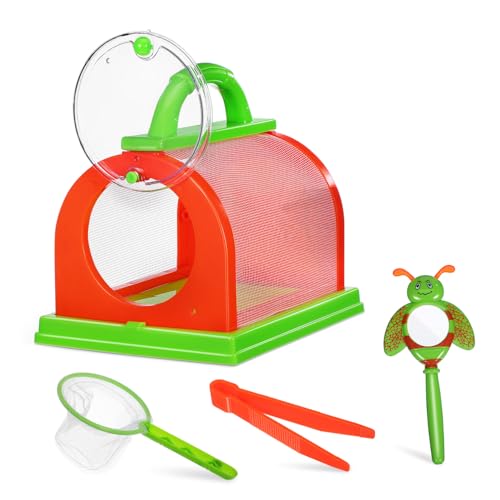 HONITANO Outdoor Abenteuer Bug Catching Kit mit Insektenkäfig Schmetterlingsnetz Lupe Sicherem Kunststoff Leicht und Robust für Naturerkundungen und Spiele Draußen von HONITANO