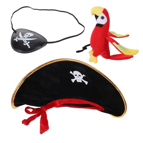 HONITANO Piratenkostüm Teilig mit Lustigem Papagei Ornament Piratenhut und Augenklappe Langlebiges Halloween Zubehör für Kostüm und Karnevalspartys Geeignet für Erwachsene von HONITANO