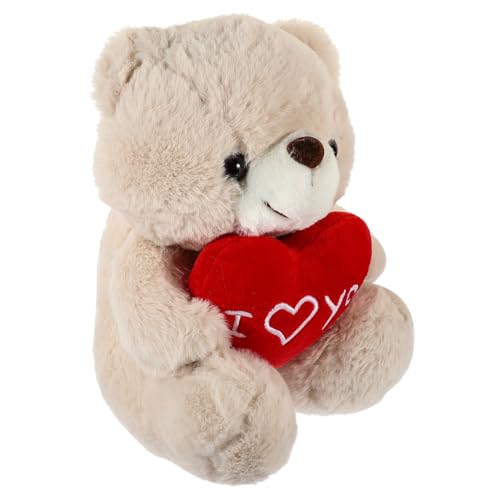 HONITANO Plüschbär Kuscheltier mit Herz Weiches Stofftier in Beige Dekoratives Valentinstagsgeschenk für Liebevolles Kuscheltier für Sofa Bett und Party von HONITANO