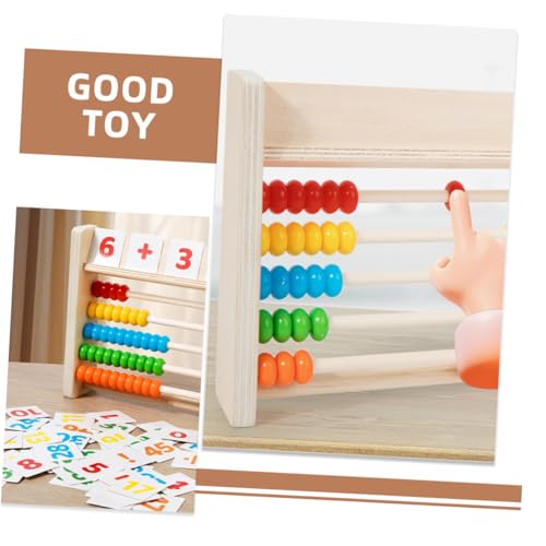 HONITANO Praktischer Holz Rechenrahmen mit Stangen Pädagogisches Mathespielzeug Feinmotorik und Kopfrechnen für Lernkarten zur Grundschul Einschulung von HONITANO