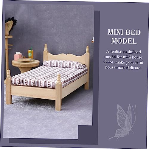 HONITANO Puppenhaus Einzelbett Klassisch DIY Möbelmodell Sicher Gesund für Schlafzimmer Dekoration Desktop Ornament Foto Requisite von HONITANO