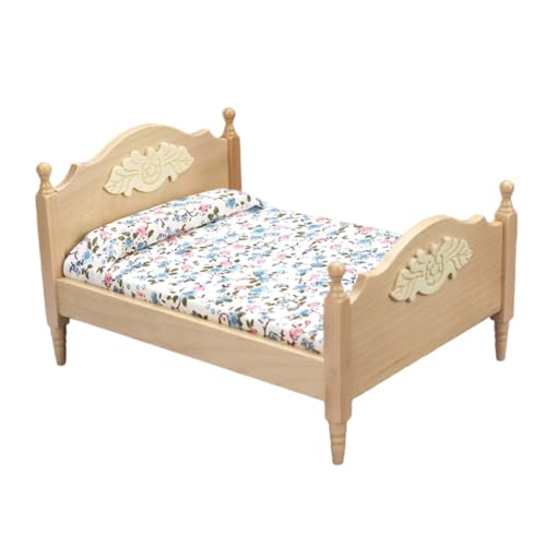 HONITANO Puppenhaus Möbel Zubehör Stabiles Miniatur Doppelbett für Kinderzimmer Realistisches Design Feinmotorik und Raumvorstellung HONITANO Puppenhaus Möbel Zubehör Stabiles Miniatur Doppelbett für Kinderzimmer Realistisches Design Feinmotorik und Raumvorstellung von HONITANO