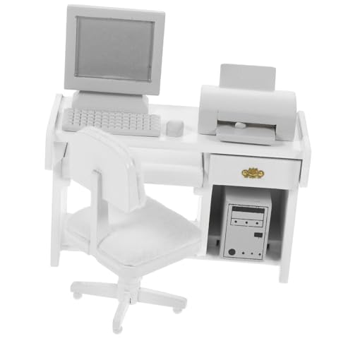 HONITANO Puppenhaus Möbel Zubehör Weißes Miniatur Büro mit Computer Drucker und Tastatur Dekoratives Mini Schreibtischspielzeug HONITANO Puppenhaus Möbel Zubehör Weißes Miniatur Büro mit Computer Drucker und Tastatur Dekoratives Mini Schreibtischspielzeug von HONITANO