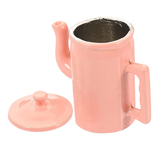HONITANO Puppenhaus Wasserkocher Miniatur-wassertopf Aus Metall Mit Deckel Mini-kaffeekannenmodell Mini-wassertopf Puppenhaus Miniatur Kaffeekanne Puppenhaus Mini-kaffeekanne Legierung Rosa von HONITANO