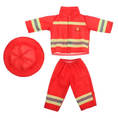 HONITANO Puppenkleidung Feuerwehrkostüm Robustes Stoffmaterial Authentisches Feuerwehruniform Design mit Hut und Zubehör Passend für Mädchenpuppe für Rollenspiele und Halloween Party HONITANO Puppenkleidung Feuerwehrkostüm Robustes Stoffmaterial Authentisches Feuerwehruniform Design mit Hut und Zubehör Passend für Mädchenpuppe für Rollenspiele und Halloween Party von HONITANO