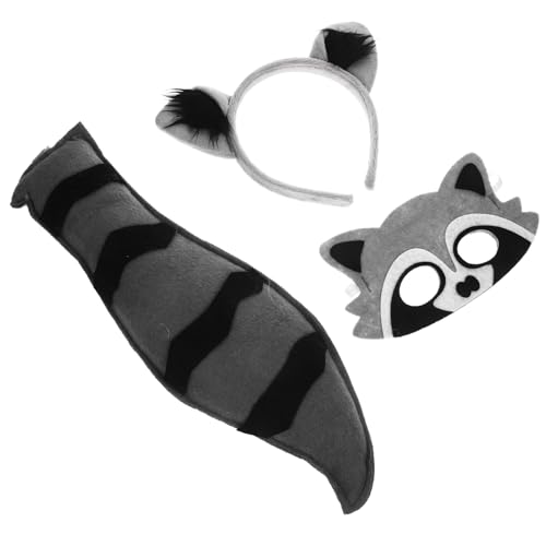 HONITANO Raccoon Animal Headband mit Ohren und Maske Weiches Cosplay Kostüm Zubehör für Halloween Karneval Party und Rollenspiele Leichtes Tragbares Design für Festivals und Bühnenauftritte von HONITANO