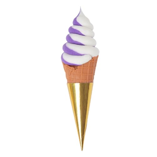 HONITANO Realistisches Eiscreme Modell PVC Eistüte Deko Weiß-violett Fotorequisit Ladendekoration Display Zubehör für Zuhause und Geschäft von HONITANO