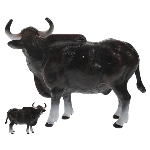 HONITANO Realistisches Kunststoff rindermodell Kindgerechte Wildtier spielfigur Detailgetreues Langlebiges Rinder tiermodell für Kinderzimmer Dekoration und Pädagogischen Gebrauch von HONITANO