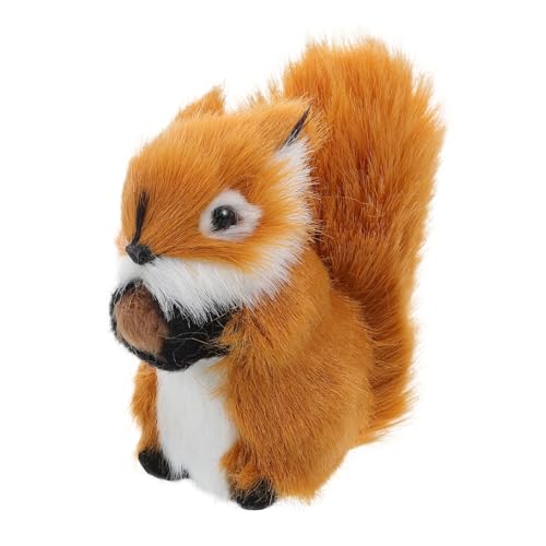 HONITANO Realistisches Mini Eichhörnchen Plüschtier Simulation Tiermodell Kuscheltier Deko Figur für Garten Innenhof Fotografie Lebensechte Wildtier Nachbildung Braun von HONITANO