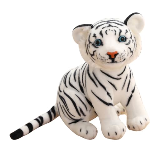 HONITANO Realistisches Tiger Kuscheltier Weiß Plüschstofftier für Weiches Tierform Stoffpuppe Geschenkidee zum Einschlafen Tiger Maskottchen von HONITANO