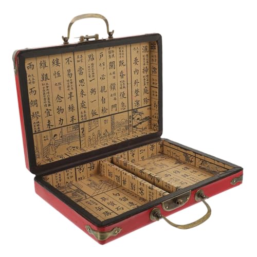 HONITANO Retro Mahjong Aufbewahrungsbox aus Holz und PU Großer Stauraum Robust und Tragbar mit Griff Reise und Geschenkset für Mahjong Spielsteine und Zubehör HONITANO Retro Mahjong Aufbewahrungsbox aus Holz und PU Großer Stauraum Robust und Tragbar mit Griff Reise und Geschenkset für Mahjong Spielsteine und Zubehör von HONITANO