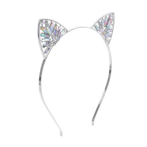 HONITANO Rhinestone Katzenohren Haarreif Damen Glitzerndes Leichtes Party Accessoire Aus Langlebigem Legierungs Material Für Halloween Karneval Cosplay von HONITANO