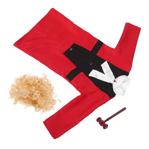 HONITANO Richter Kostüm mit Perücke und Hammer Authentisches Judge Outfit für Rollenspiele Bühnenauftritte Karrierespiel Halloween Verstellbar Komplettset für Jungen und Mädchen von HONITANO
