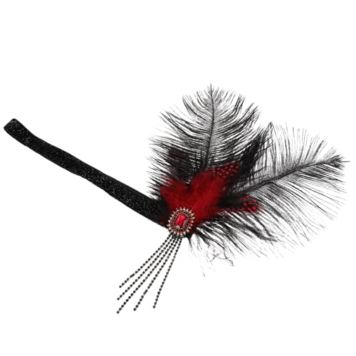 HONITANO Rotes Federstirnband Damen Leichtes Haarschmuck Vintage Kopfband für Cosplay Hochzeit Party Halloween Stilvolles Accessoire für Frauen HONITANO Rotes Federstirnband Damen Leichtes Haarschmuck Vintage Kopfband für Cosplay Hochzeit Party Halloween Stilvolles Accessoire für Frauen von HONITANO